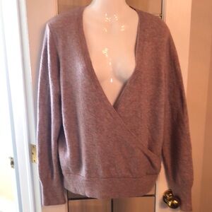 Madewell Wrap Front Wool Blend Sweater Heathered Boysenberry